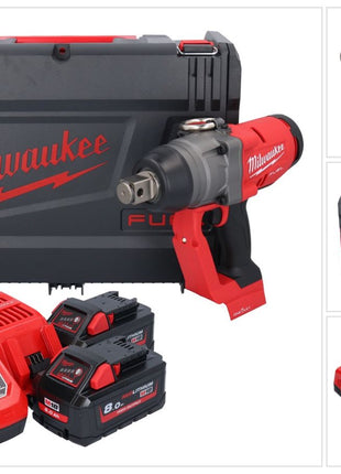 Milwaukee M18 ONEFHIWF1-802X akumulatorowy klucz udarowy 18 V 2033 Nm 1″ bezszczotkowy ( 4933459733 ) + 2x akumulator 8,0 Ah + ładowarka + pudełko HD