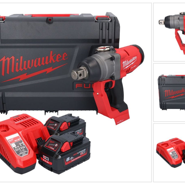 Milwaukee M18 ONEFHIWF1-802X Akku Schlagschrauber 18 V 2033 Nm 1″ Brushless ( 4933459733 ) + 2x Akku 8,0 Ah + Ladegerät + HD Box