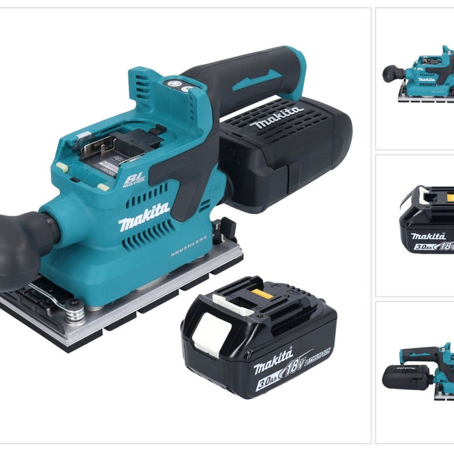 Makita DBO 381 F1U Akku Schwingschleifer 18 V 93 x 185 mm Brushless + 1x Akku 3,0 Ah - ohne Ladegerät