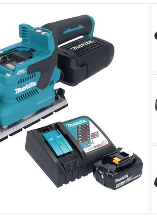 Makita DBO 381 RF1U ponceuse orbitale sur batterie 18 V 93 x 185 mm sans balais + 1x batterie 3,0 Ah + chargeur