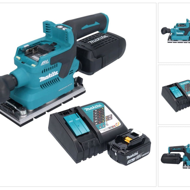 Makita DBO 381 RF1U Akku Schwingschleifer 18 V 93 x 185 mm Brushless + 1x Akku 3,0 Ah + Ladegerät