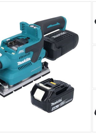 Makita DBO 381 M1U Akku Schwingschleifer 18 V 93 x 185 mm Brushless + 1x Akku 4,0 Ah - ohne Ladegerät