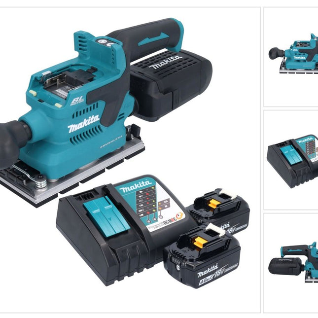 Makita DBO 381 RMU Akku Schwingschleifer 18 V 93 x 185 mm Brushless + 2x Akku 4,0 Ah + Ladegerät