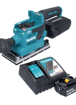 Makita DBO 381 RG1U ponceuse orbitale sur batterie 18 V 93 x 185 mm sans balai + 1x batterie 6,0 Ah + chargeur