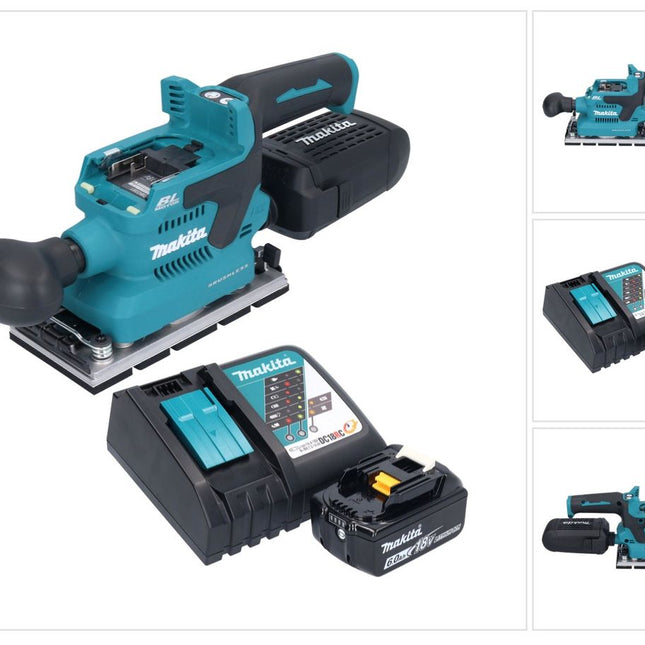 Makita DBO 381 RG1U Akku Schwingschleifer 18 V 93 x 185 mm Brushless + 1x Akku 6,0 Ah + Ladegerät