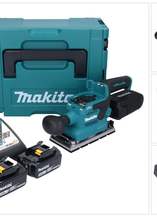 Makita DBO 381 RFJU ponceuse orbitale sur batterie 18 V 93 x 185 mm sans balais + 2x batteries 3,0 Ah + chargeur + Makpac