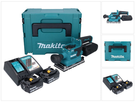 Makita DBO 381 RFJU Akumulatorowa szlifierka oscylacyjna 18 V 93 x 185 mm bezszczotkowa + 2x akumulator 3,0 Ah + ładowarka + Makpac