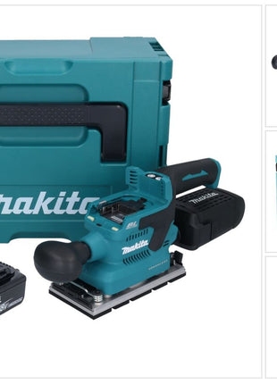 Makita DBO 381 M1JU Ponceuse orbitale sur batterie 18 V 93 x 185 mm sans balais + 1x batterie 4,0 Ah + Makpac - sans chargeur