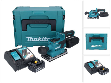 Makita DBO 381 RM1JU Akku Schwingschleifer 18 V 93 x 185 mm Brushless + 1x Akku 4,0 Ah + Ladegerät + Makpac