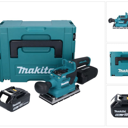 Makita DBO 381 T1JU Akku Schwingschleifer 18 V 93 x 185 mm Brushless + 1x Akku 5,0 Ah + Makpac - ohne Ladegerät