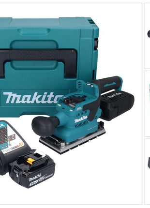 Makita DBO 381 RT1JU ponceuse orbitale sur batterie 18 V 93 x 185 mm sans balais + 1x batterie 5,0 Ah + chargeur + Makpac