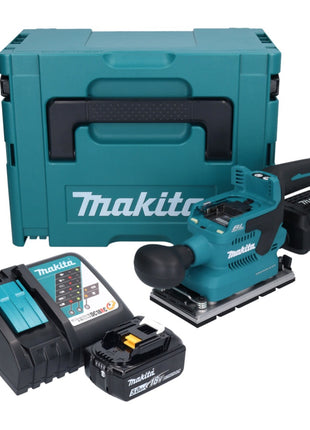 Makita DBO 381 RT1JU ponceuse orbitale sur batterie 18 V 93 x 185 mm sans balais + 1x batterie 5,0 Ah + chargeur + Makpac