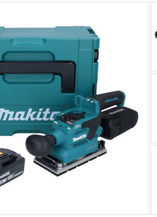 Makita DBO 381 G1JU Akku Schwingschleifer 18 V 93 x 185 mm Brushless + 1x Akku 6,0 Ah + Makpac - ohne Ladegerät