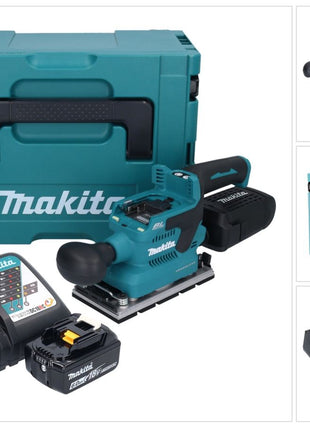 Makita DBO 381 RG1JU ponceuse orbitale sur batterie 18 V 93 x 185 mm sans balais + 1x batterie 6,0 Ah + chargeur + Makpac