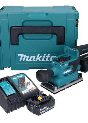 Makita DBO 381 RG1JU ponceuse orbitale sur batterie 18 V 93 x 185 mm sans balais + 1x batterie 6,0 Ah + chargeur + Makpac