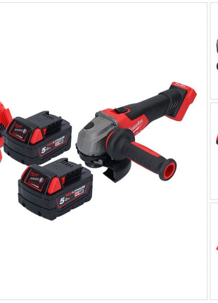 Milwaukee M18 FSAG125X-502 Akku Winkelschleifer 18 V 125 mm Brushless + 2x Akku 5,0 Ah + Ladegerät