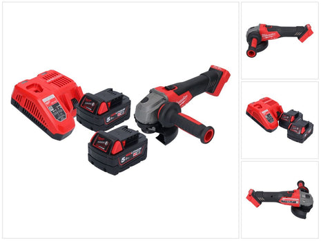 Milwaukee M18 FSAG125X-502 Smerigliatrice angolare a batteria 18 V 125 mm brushless + 2x batteria 5,0 Ah + caricabatterie