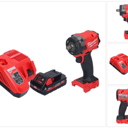 Milwaukee M18 FIW2F12-301 Akku Schlagschrauber 18 V 339 Nm 1/2" Brushless + 1x Akku 3,0 Ah + Ladegerät