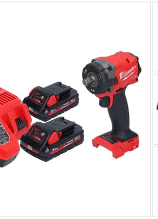 Clé à chocs sans fil Milwaukee M18 FIW2F12-302 18 V 339 Nm 1/2" brushless + 2x batteries 3,0 Ah + chargeur