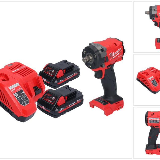 Milwaukee M18 FIW2F12-302 Akku Schlagschrauber 18 V 339 Nm 1/2" Brushless + 2x Akku 3,0 Ah + Ladegerät