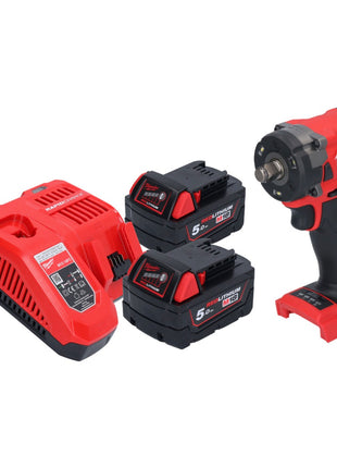 Clé à chocs sans fil Milwaukee M18 FIW2F12-502 18 V 339 Nm 1/2" brushless + 2x batterie 5,0 Ah + chargeur