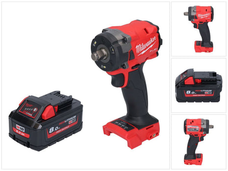 Milwaukee M18 FIW2F12-801 Akku Schlagschrauber 18 V 339 Nm 1/2" Brushless + 1x Akku 8,0 Ah - ohne Ladegerät