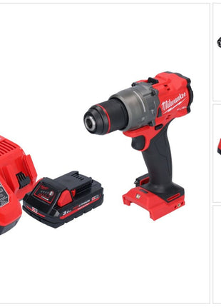 Milwaukee M18 FPD3-301 akumulatorowa wiertarko-wkrętarka udarowa 18 V 158 Nm bezszczotkowa + 1x akumulator 3,0 Ah + ładowarka