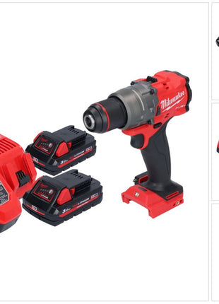 Taladro percutor inalámbrico Milwaukee M18 FPD3-302 18 V 158 Nm sin escobillas + 2x baterías 3,0 Ah + cargador