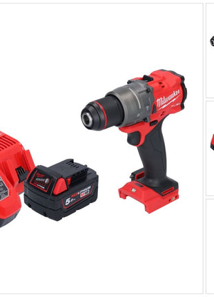 Taladro percutor inalámbrico Milwaukee M18 FPD3-501 18 V 158 Nm sin escobillas + 1x batería 5,0 Ah + cargador