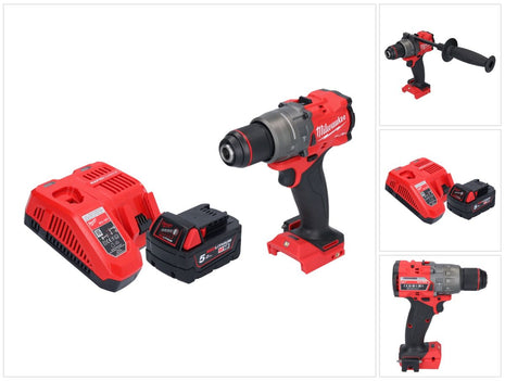 Taladro percutor inalámbrico Milwaukee M18 FPD3-501 18 V 158 Nm sin escobillas + 1x batería 5,0 Ah + cargador