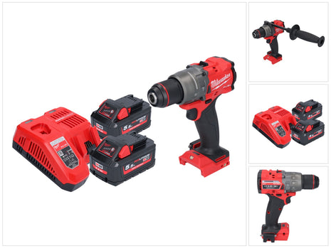 Taladro percutor inalámbrico Milwaukee M18 FPD3-552 18 V 158 Nm sin escobillas + 2x baterías 5,5 Ah + cargador