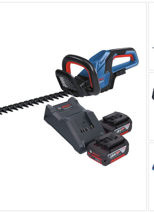 Bosch GHE 18V-60 Professional Akku Heckenschere 18 V 60 cm Brushless + 2x Akku 4,0 Ah + Ladegerät