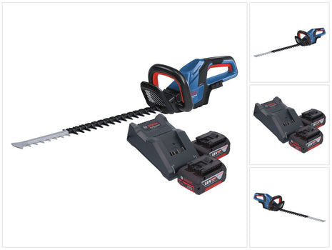 Bosch GHE 18V-60 Tagliasiepi professionale a batteria 18 V 60 cm senza spazzole + 2x batteria 4,0 Ah + caricabatterie