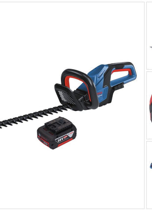 Bosch GHE 18V-60 Professional Akku Heckenschere 18 V 60 cm Brushless + 1x Akku 5,0 Ah - ohne Ladegerät