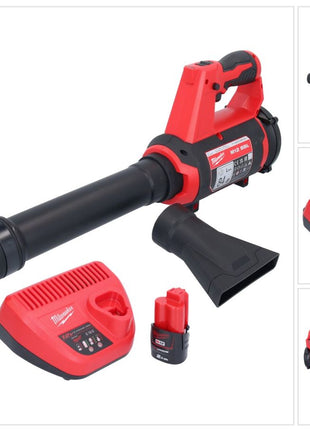 Soplador a batería Milwaukee M12 BBL-201 12 V + 1x batería 2.0 Ah + cargador