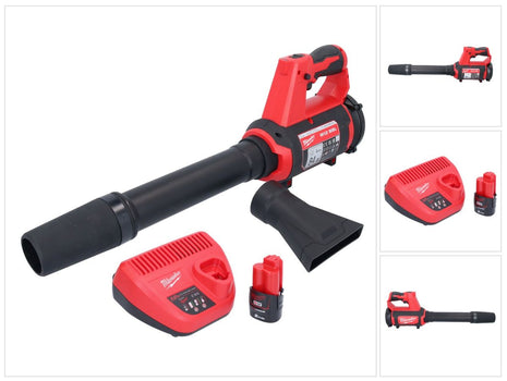 Soplador a batería Milwaukee M12 BBL-201 12 V + 1x batería 2.0 Ah + cargador