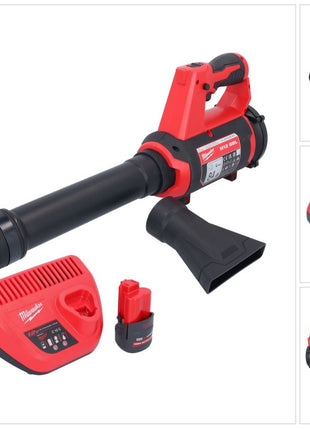 Soplador a batería Milwaukee M12 BBL-251 12 V + 1x batería 2,5 Ah + cargador