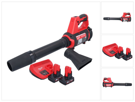 Milwaukee M12 BBL-402 akumulatorowa dmuchawa 12 V + 2x akumulator 4,0 Ah + ładowarka