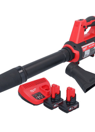 Soplador a batería Milwaukee M12 BBL-402 12 V + 2x baterías 4.0 Ah + cargador