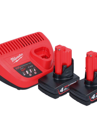 Soplador a batería Milwaukee M12 BBL-402 12 V + 2x baterías 4.0 Ah + cargador