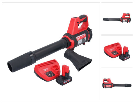 Soplador a batería Milwaukee M12 BBL-601 12 V + 1x batería 6,0 Ah + cargador