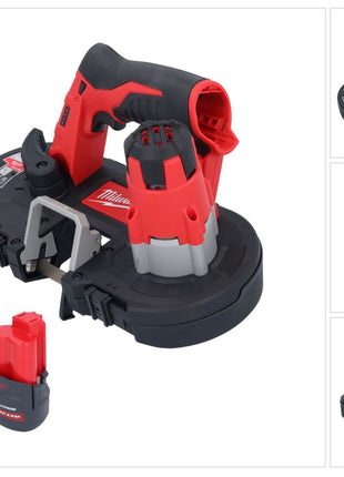 Sierra de cinta a batería Milwaukee M12 BS-251 12 V 41 x 41 mm + 1x batería 2,5 Ah - sin cargador