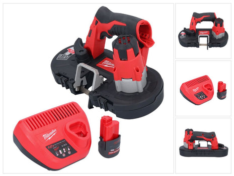 Sierra de cinta a batería Milwaukee M12 BS-251 12 V 41 x 41 mm + 1x batería 2,5 Ah + cargador