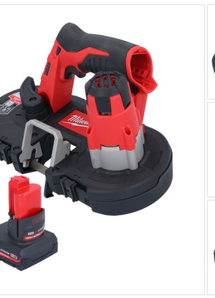 Sierra de cinta a batería Milwaukee M12 BS-501 12 V 41 x 41 mm + 1x batería 5,0 Ah - sin cargador