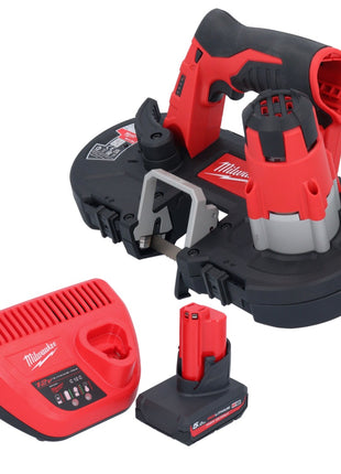 Scie à ruban à batterie Milwaukee M12 BS-501 12 V 41 x 41 mm + 1x batterie 5,0 Ah + chargeur