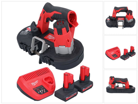 Milwaukee M12 BS-502 Akku Bandsäge 12 V 41 x 41 mm + 2x Akku 5,0 Ah + Ladegerät