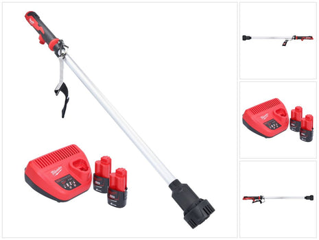 Bomba de trasvase a batería Milwaukee M12 BSWP-202 12 V 34 l/min + 2x baterías 2,0 Ah + cargador