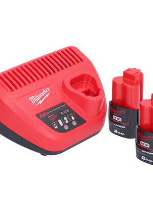 Pompe de transfert de batterie Milwaukee M12 BSWP-202 12 V 34 l/min + 2x batteries 2,0 Ah + chargeur