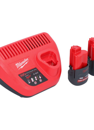 Pompe de transfert de batterie Milwaukee M12 BSWP-252 12 V 34 l/min + 2x batteries 2,5 Ah + chargeur