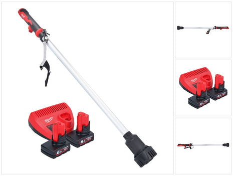 Pompe de transfert de batterie Milwaukee M12 BSWP-602 12 V 34 l/min + 2x batteries 6,0 Ah + chargeur